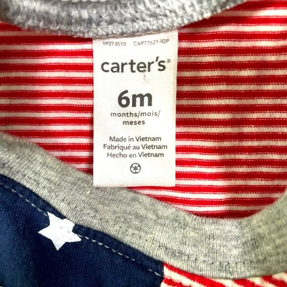 Carter’s Baby Stars and Stripes Sleeveless Romper 6m One Piece USA Patriotic - Picture 5 of 7